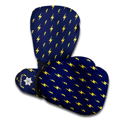 Yellow Lightning Bolts Pattern Print Boxing Gloves