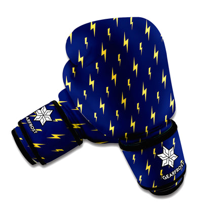 Yellow Lightning Bolts Pattern Print Boxing Gloves