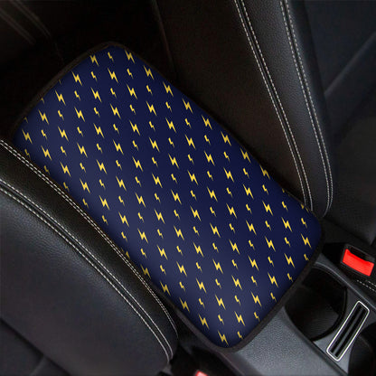 Yellow Lightning Bolts Pattern Print Car Center Console Cover