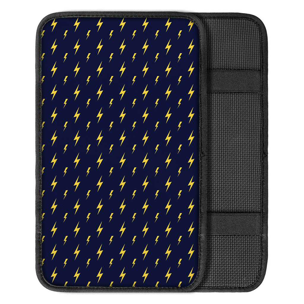 Yellow Lightning Bolts Pattern Print Car Center Console Cover
