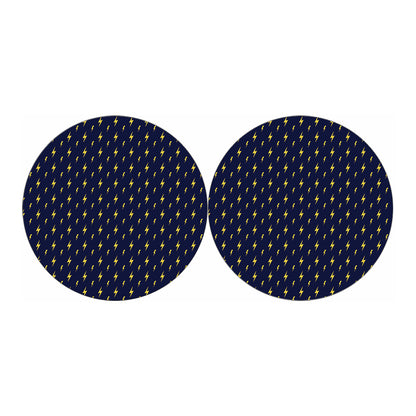 Yellow Lightning Bolts Pattern Print Car Coasters