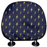 Yellow Lightning Bolts Pattern Print Car Headrest Covers