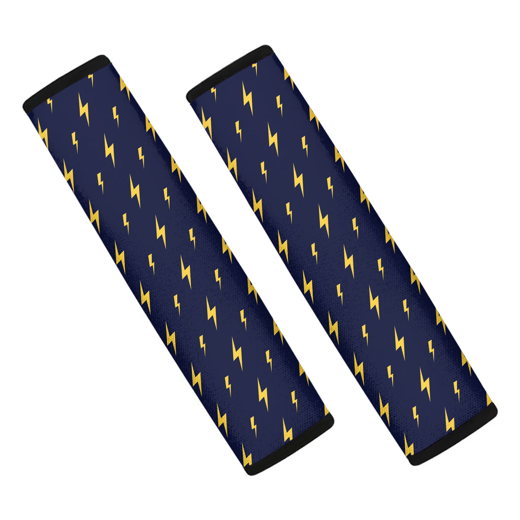 Yellow Lightning Bolts Pattern Print Car Seat Belt Covers
