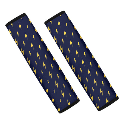 Yellow Lightning Bolts Pattern Print Car Seat Belt Covers