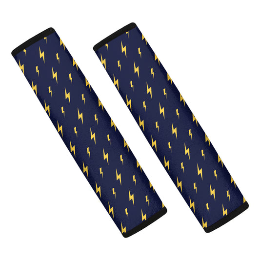 Yellow Lightning Bolts Pattern Print Car Seat Belt Covers