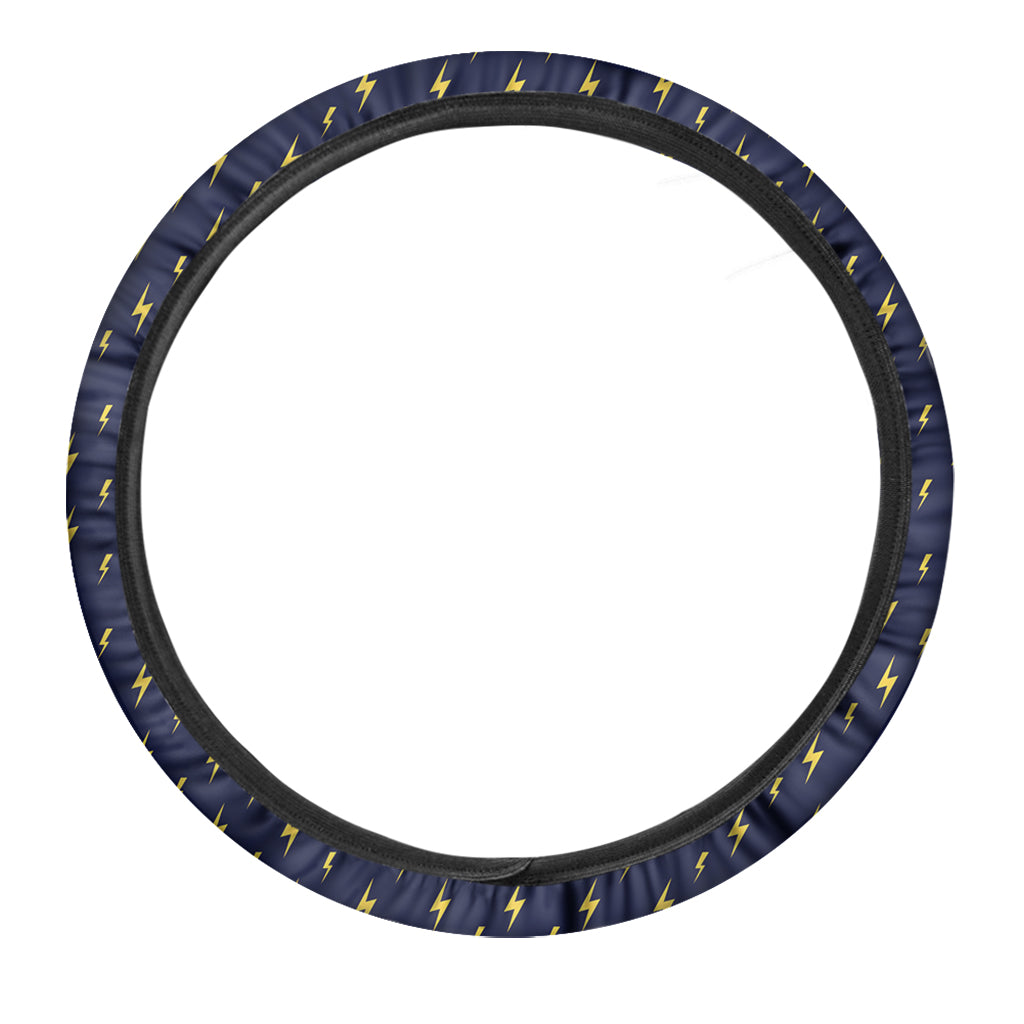 Yellow Lightning Bolts Pattern Print Car Steering Wheel Cover