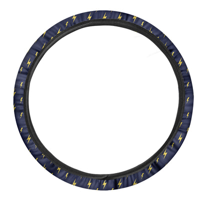 Yellow Lightning Bolts Pattern Print Car Steering Wheel Cover