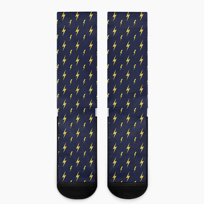 Yellow Lightning Bolts Pattern Print Crew Socks