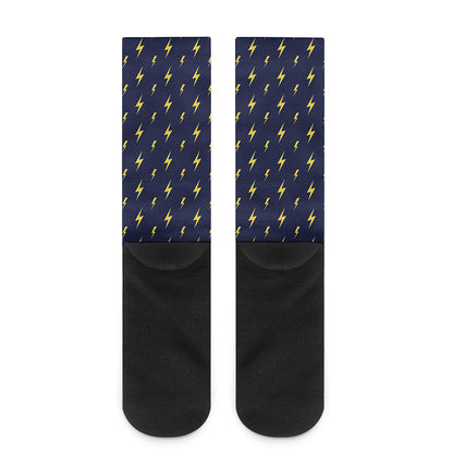 Yellow Lightning Bolts Pattern Print Crew Socks