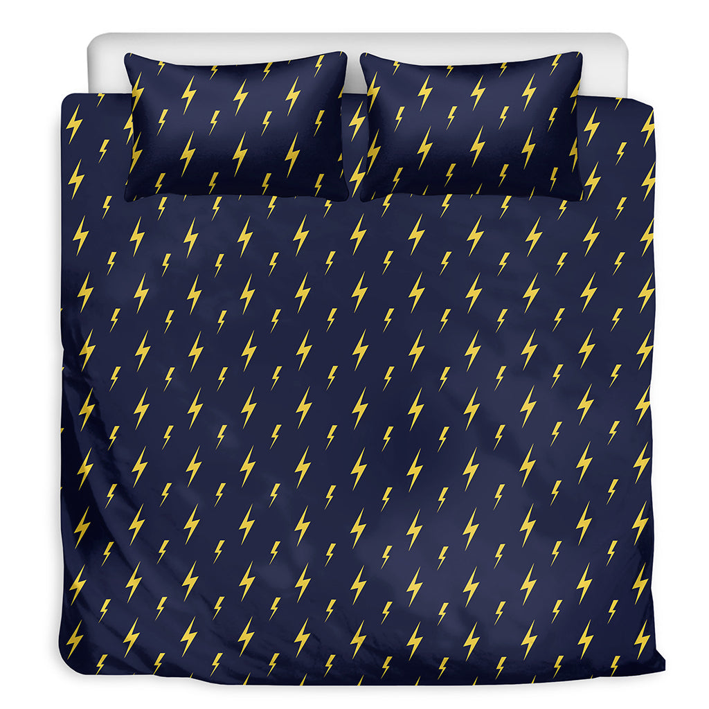 Yellow Lightning Bolts Pattern Print Duvet Cover Bedding Set