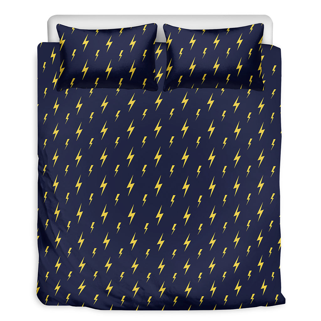 Yellow Lightning Bolts Pattern Print Duvet Cover Bedding Set
