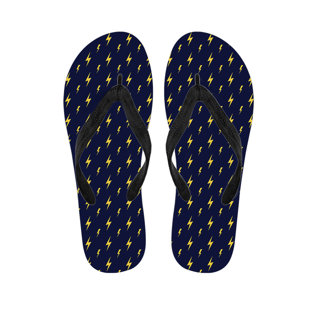 Yellow Lightning Bolts Pattern Print Flip Flops