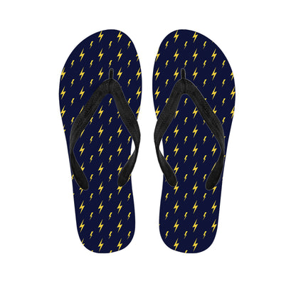 Yellow Lightning Bolts Pattern Print Flip Flops