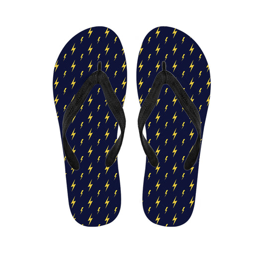 Yellow Lightning Bolts Pattern Print Flip Flops