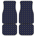 Yellow Lightning Bolts Pattern Print Front and Back Car Floor Mats