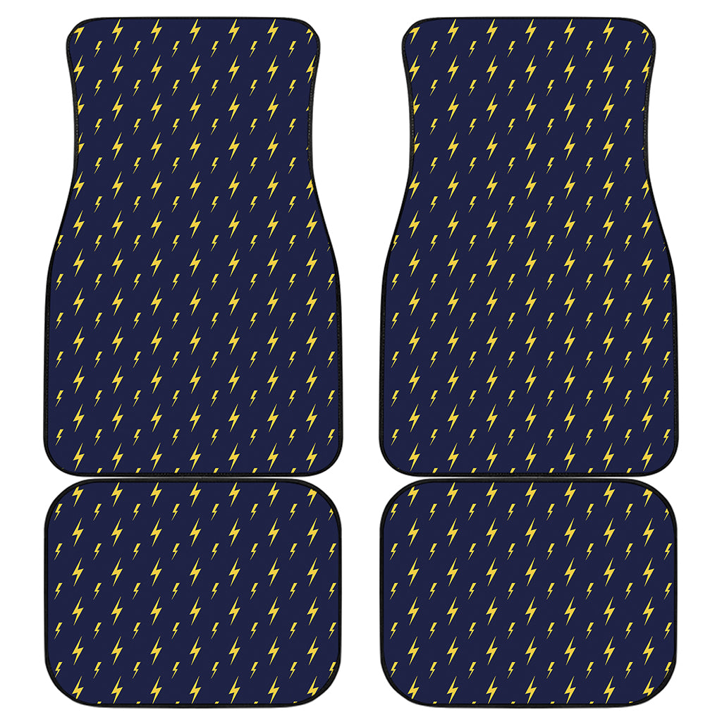 Yellow Lightning Bolts Pattern Print Front and Back Car Floor Mats