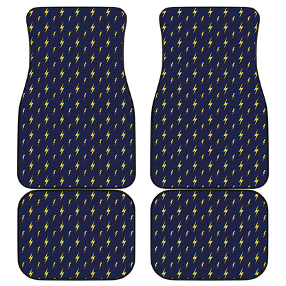 Yellow Lightning Bolts Pattern Print Front and Back Car Floor Mats