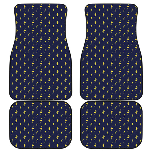 Yellow Lightning Bolts Pattern Print Front and Back Car Floor Mats