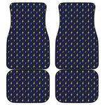 Yellow Lightning Bolts Pattern Print Front and Back Car Floor Mats
