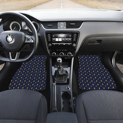 Yellow Lightning Bolts Pattern Print Front and Back Car Floor Mats