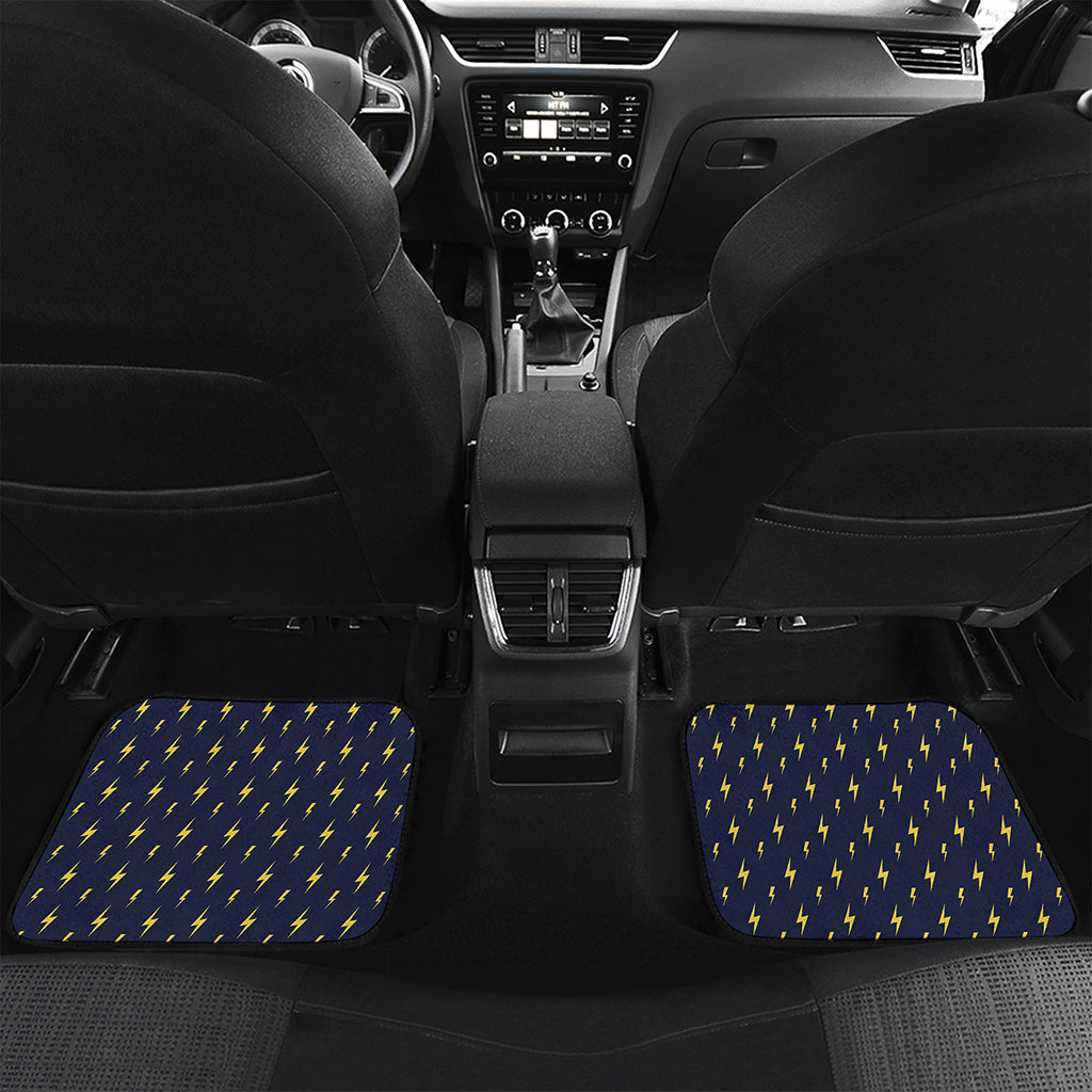 Yellow Lightning Bolts Pattern Print Front and Back Car Floor Mats