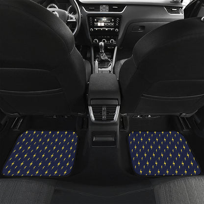 Yellow Lightning Bolts Pattern Print Front and Back Car Floor Mats