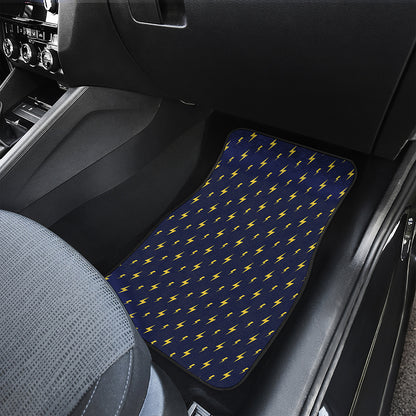 Yellow Lightning Bolts Pattern Print Front and Back Car Floor Mats