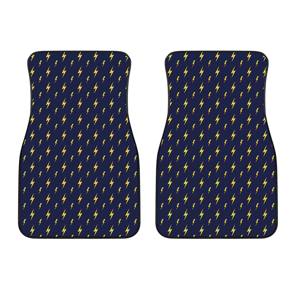 Yellow Lightning Bolts Pattern Print Front Car Floor Mats