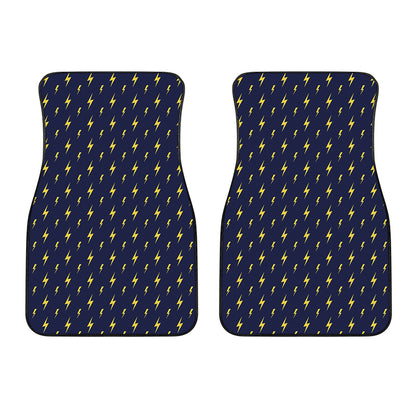 Yellow Lightning Bolts Pattern Print Front Car Floor Mats