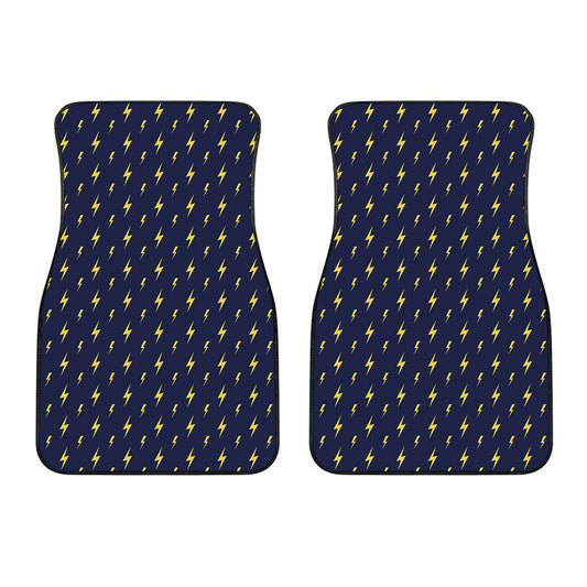 Yellow Lightning Bolts Pattern Print Front Car Floor Mats