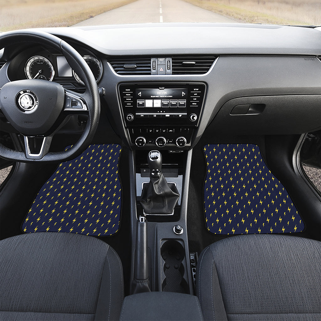 Yellow Lightning Bolts Pattern Print Front Car Floor Mats