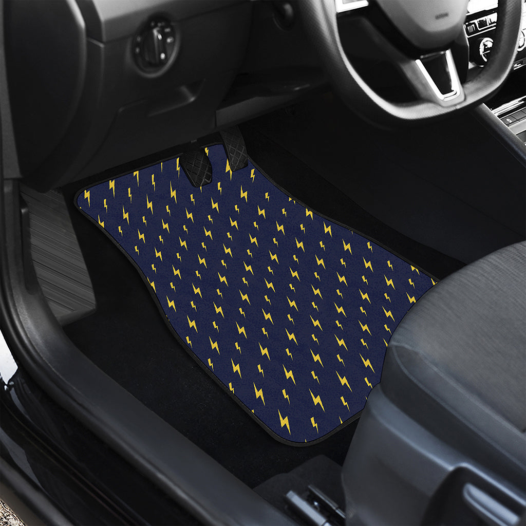 Yellow Lightning Bolts Pattern Print Front Car Floor Mats