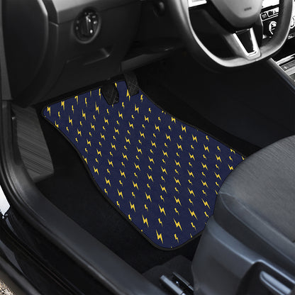 Yellow Lightning Bolts Pattern Print Front Car Floor Mats