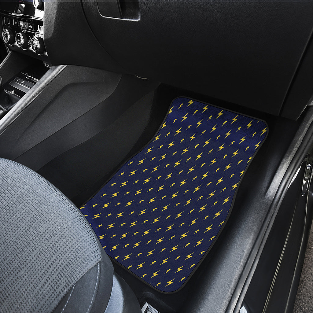 Yellow Lightning Bolts Pattern Print Front Car Floor Mats