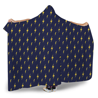 Yellow Lightning Bolts Pattern Print Hooded Blanket