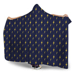 Yellow Lightning Bolts Pattern Print Hooded Blanket
