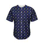 Yellow Lightning Bolts Pattern Print Men's Baseball Jersey