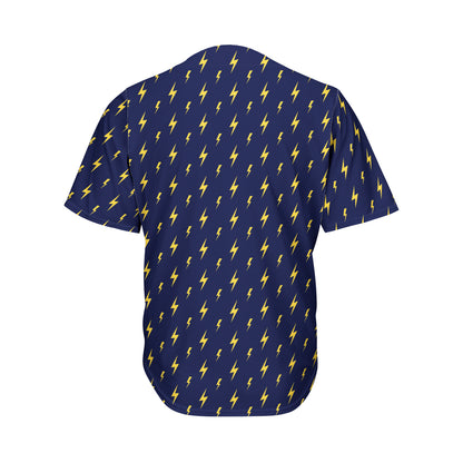 Yellow Lightning Bolts Pattern Print Men's Baseball Jersey