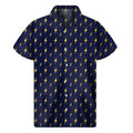 Yellow Lightning Bolts Pattern Print Men's Short Sleeve Shirt