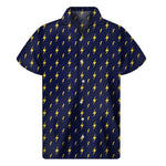 Yellow Lightning Bolts Pattern Print Men's Short Sleeve Shirt