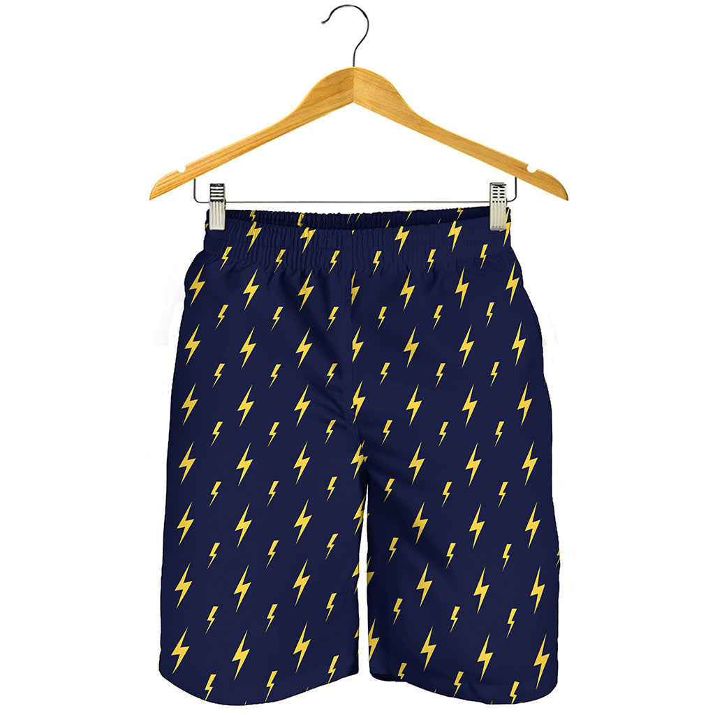 Yellow Lightning Bolts Pattern Print Men's Shorts