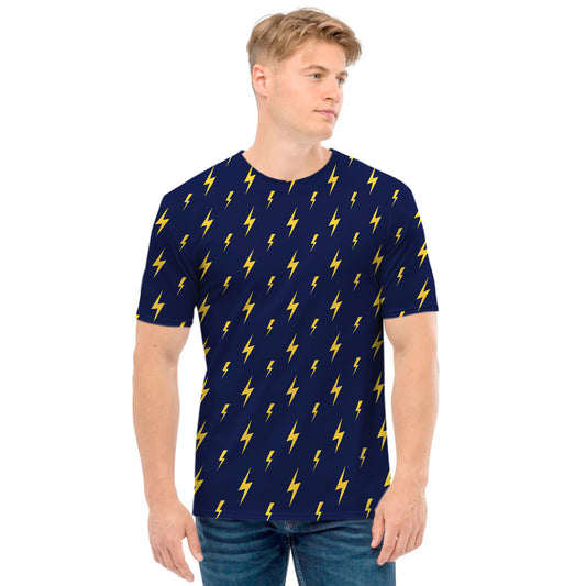 Yellow Lightning Bolts Pattern Print Men's T-Shirt