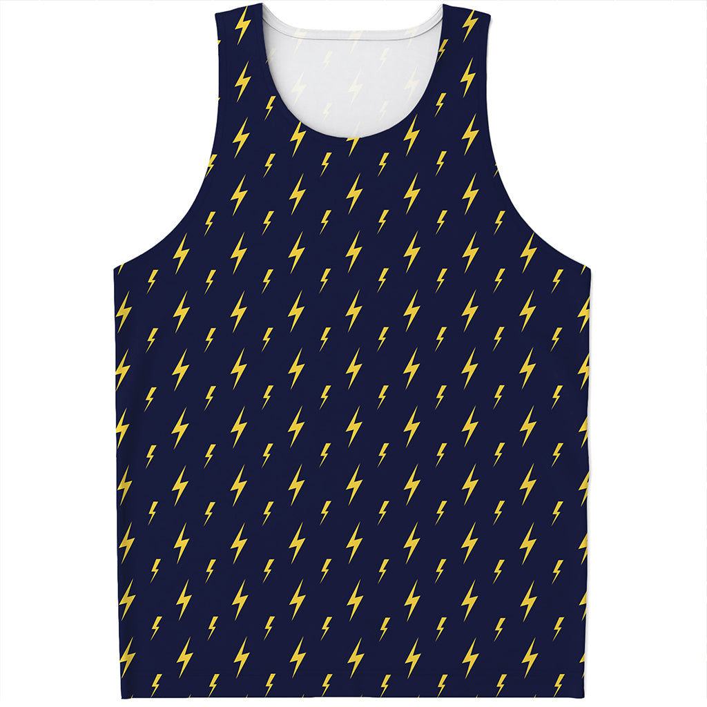 Yellow Lightning Bolts Pattern Print Men's Tank Top