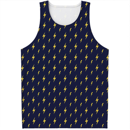 Yellow Lightning Bolts Pattern Print Men's Tank Top