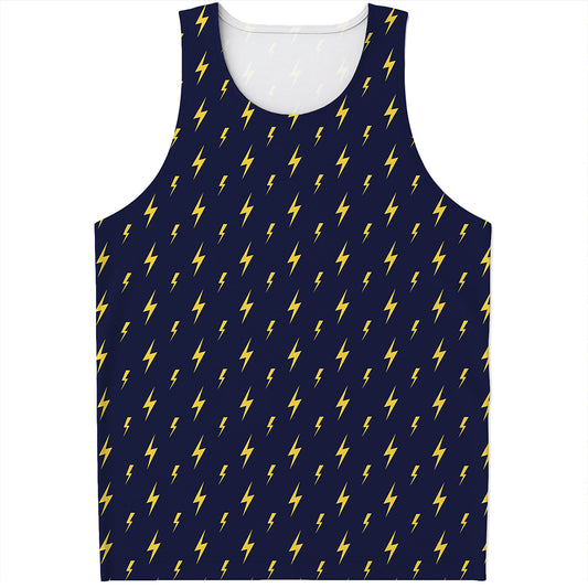 Yellow Lightning Bolts Pattern Print Men's Tank Top