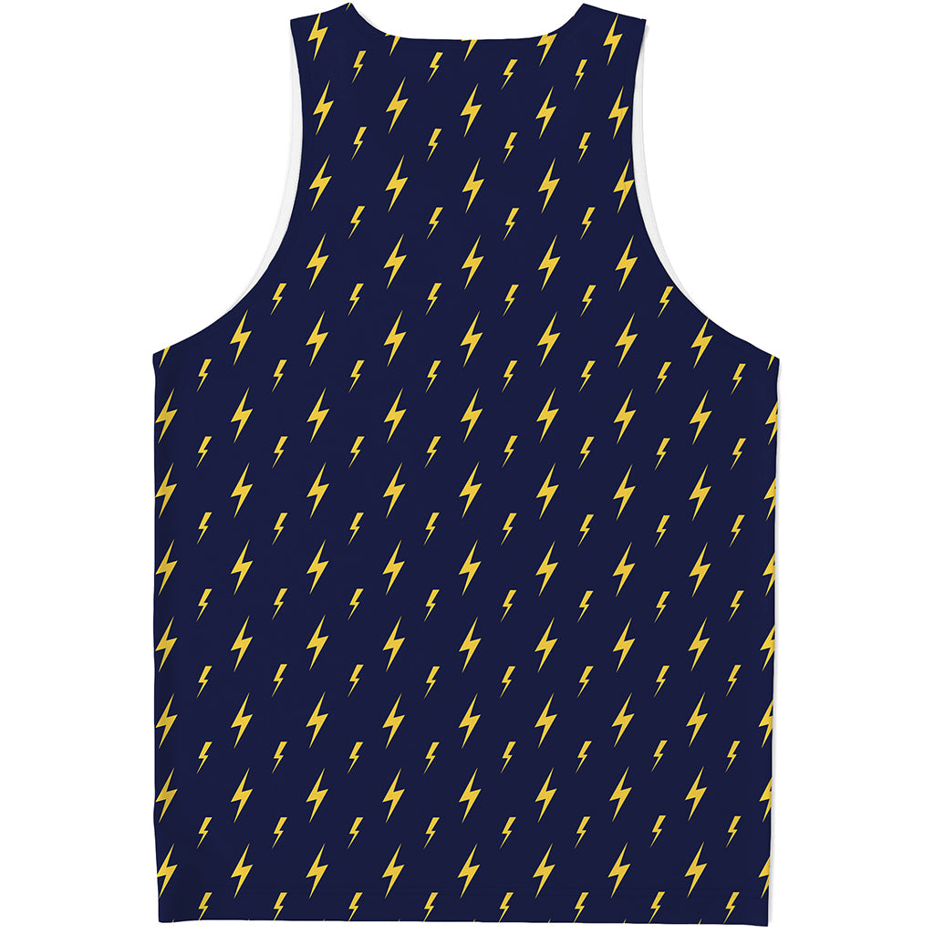 Yellow Lightning Bolts Pattern Print Men's Tank Top