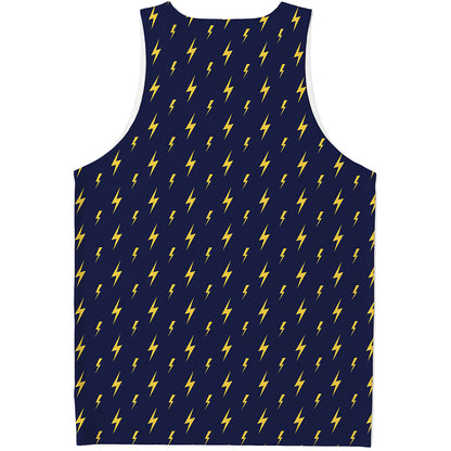Yellow Lightning Bolts Pattern Print Men's Tank Top