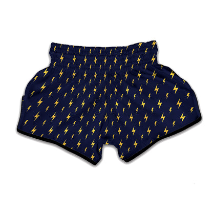 Yellow Lightning Bolts Pattern Print Muay Thai Boxing Shorts