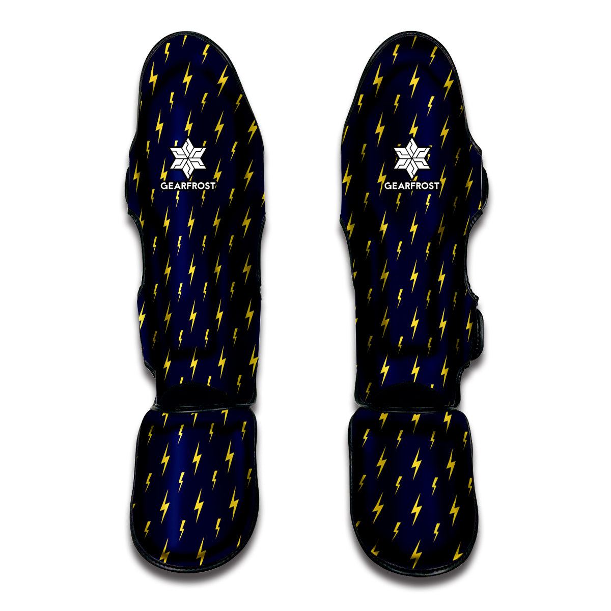 Yellow Lightning Bolts Pattern Print Muay Thai Shin Guard