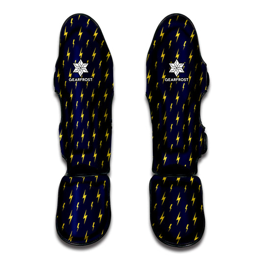 Yellow Lightning Bolts Pattern Print Muay Thai Shin Guard